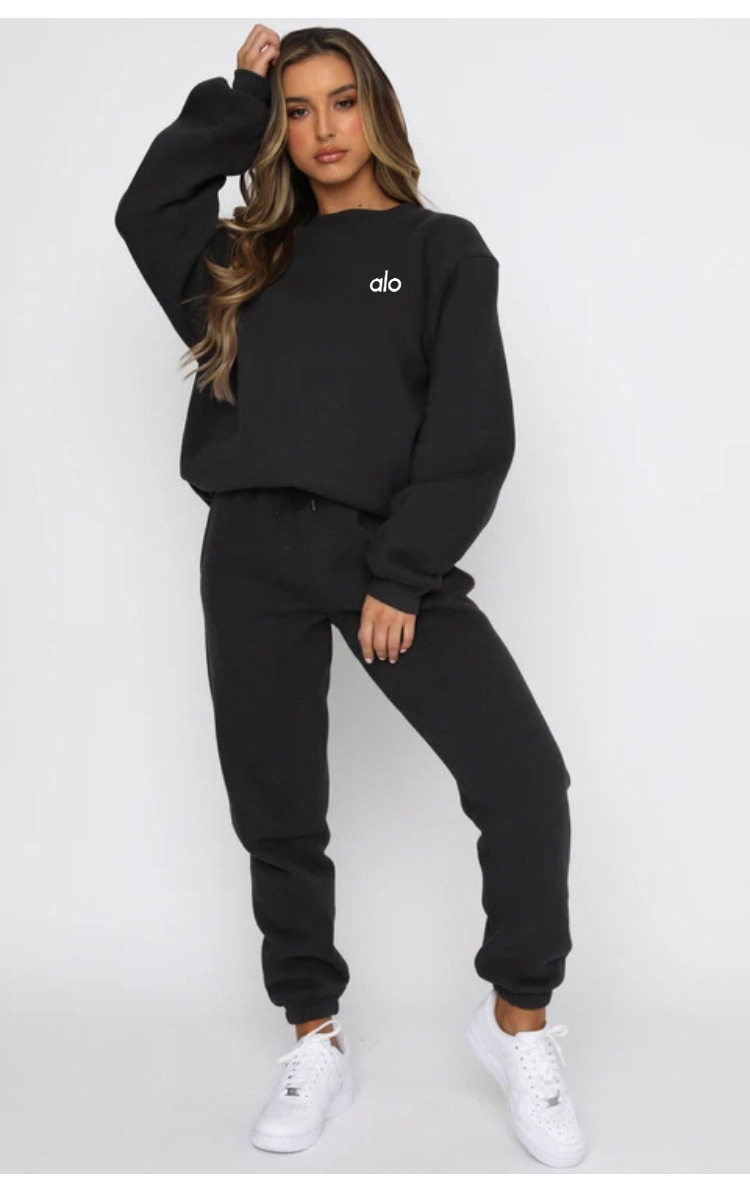 Transfronterizos Europa y Estados Unidos otoño y invierno caliente impresión de cuello redondo chaqueta pantalones de mujer moda casual suéter mujer set image 7