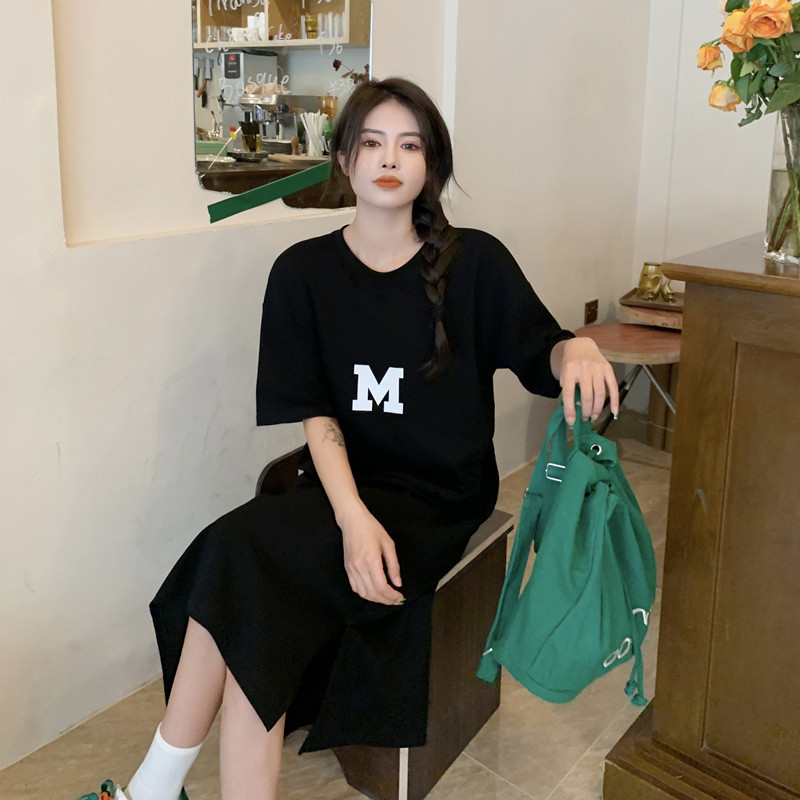 Women's T Shirt Dress Casual Simple Style Round Neck Printing Half Sleeve Letter Midi Dress Home Daily display picture 6