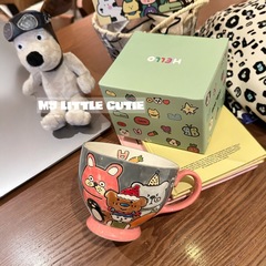 搞怪早餐杯陶瓷燕麦杯陶瓷杯手绘浮雕马克杯学生圣诞礼物水杯创意