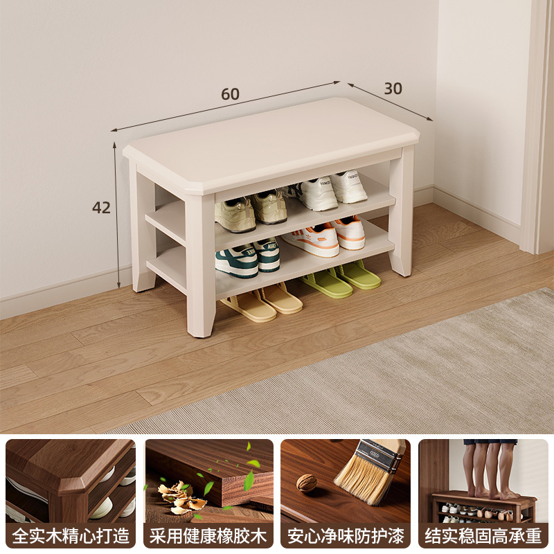 Estante de zapatos de madera maciza multicapa puerta doméstica taburete de zapatos de cambio de puerta 2025 nuevo gabinete de zapatos interior sin instalación integral