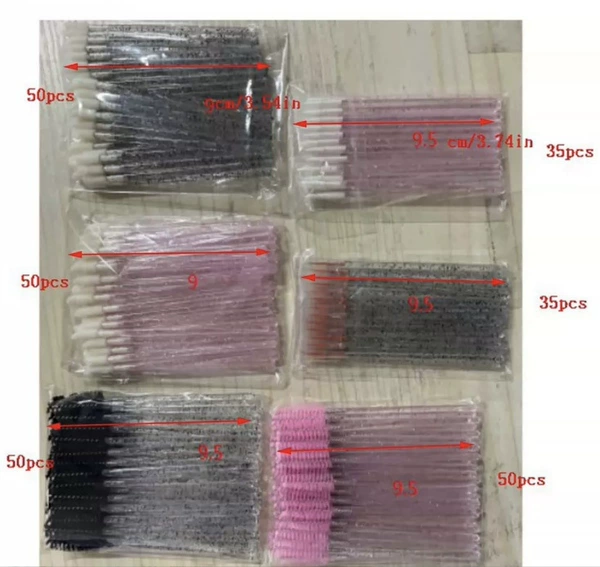 270 sets (50 crystal black eyelashes, 50 crystal powder lashes brush 50 crystal black lip brush 50 crystal powder lip brush 35 yellow eyeliner 35 white eyeliner)
