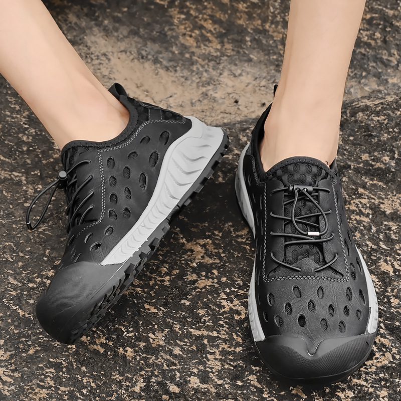 Comercio exterior de gran tamaño para hombres zapatos casuales 2024 nuevos zapatos de malla transpirables al aire libre zapatos de montaña zapatos de viaje a fondo