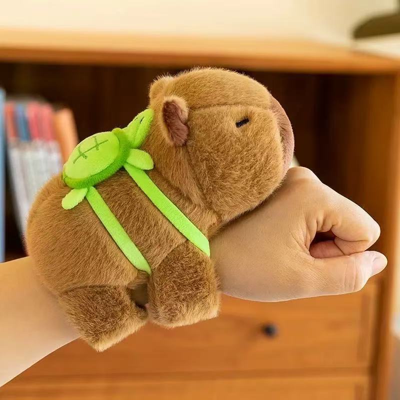 Cross-border kapibala snap ring wrist bracelet cute capybara plush toy doll children lie prone ring wholesale