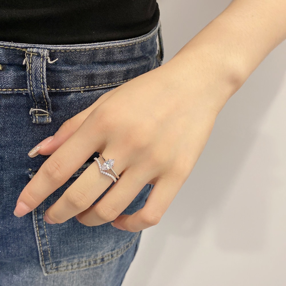 6g Weight Zircon Inlay Material Rings Classification 5, 9, Adjustable Ring Size 1 Piece Quantity Holiday, Daily Occasion 925 Sterling Silver Material Geometric Pattern Women's Gender Plating, Inlay Design Basic, Modern Style, Classic Style Style 925 Sterling Silver Zircon Geometric Rings 46