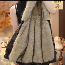 女童冬皮草加绒皮衣外套2025新款洋气皮毛冬季棉服时髦儿童韩版