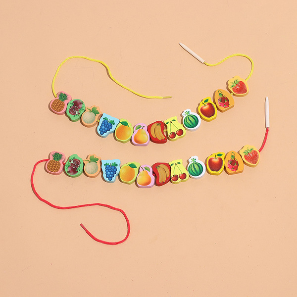 Wooden digital toy for hand-eye coordination with beads