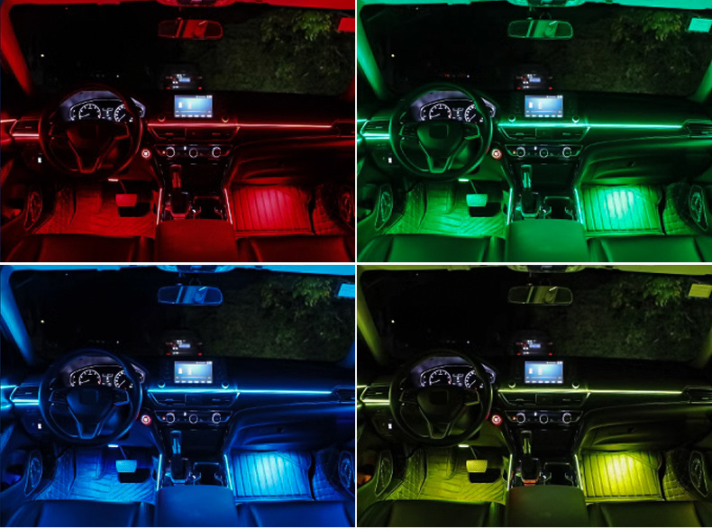 Universal Car Interior Hidden Acrylic Ambient Lighting with Color-Changing Effect, No Wiring Required, One-To-Eight App Dual Control