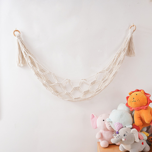 Nordic Toy Net Pocket Plush Toy Handwoven Lace Hammock Bohemian Tapestry Children's Room Wall Collection