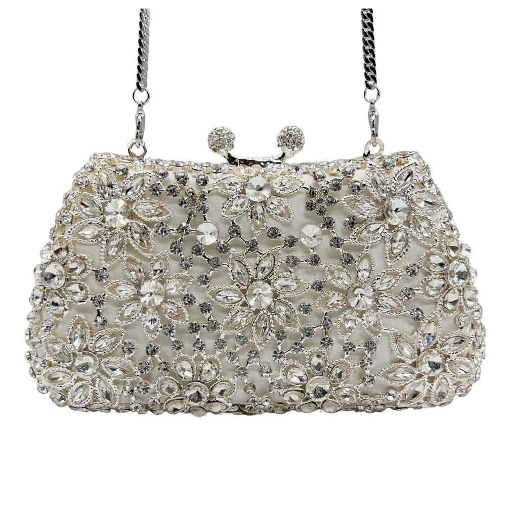 Bolsa de piedra transfronteriza bolsa de diamante metal hueco bolsa de cena bolsa de dama bolsa de mano bolsa de novia bolsa de diamante blanco