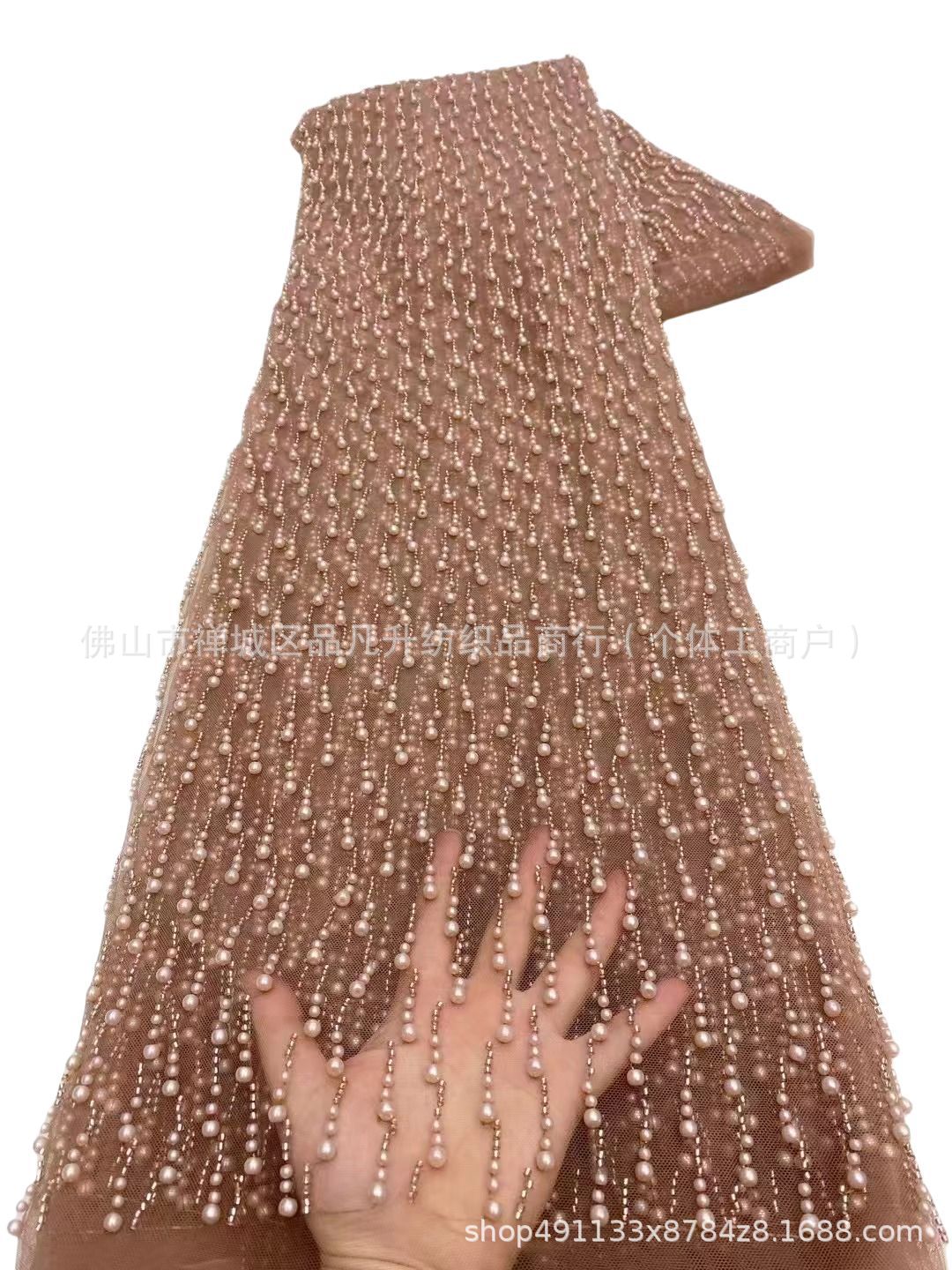 Tamaño de la tela bordada con cuentas de espuma vestido de novia de alta calidad cena vestido de moda tela para niños encaje transfronterizo
