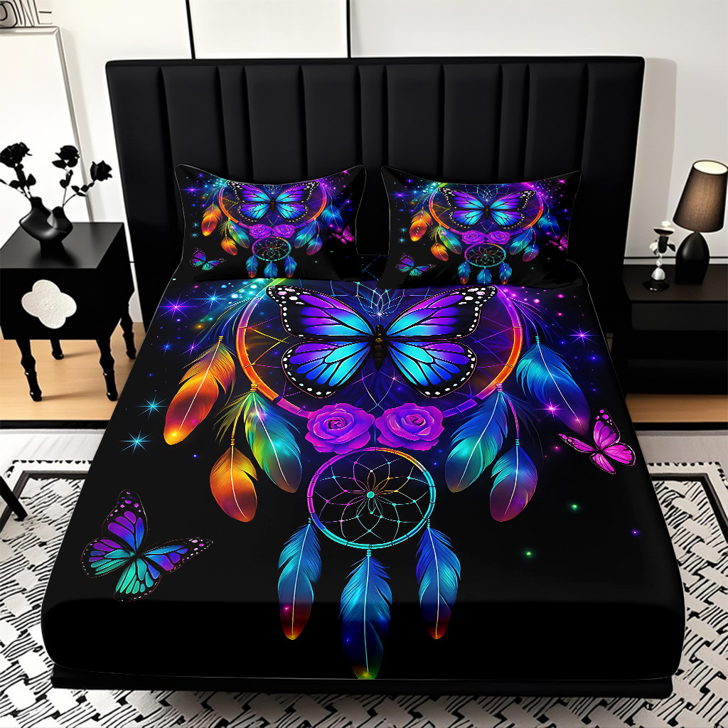 TEMU / JIT transfronterizo varios patrones de mariposa impresión digital de alta definición cama gaza pillow cover kit exclusivo transfronterizo