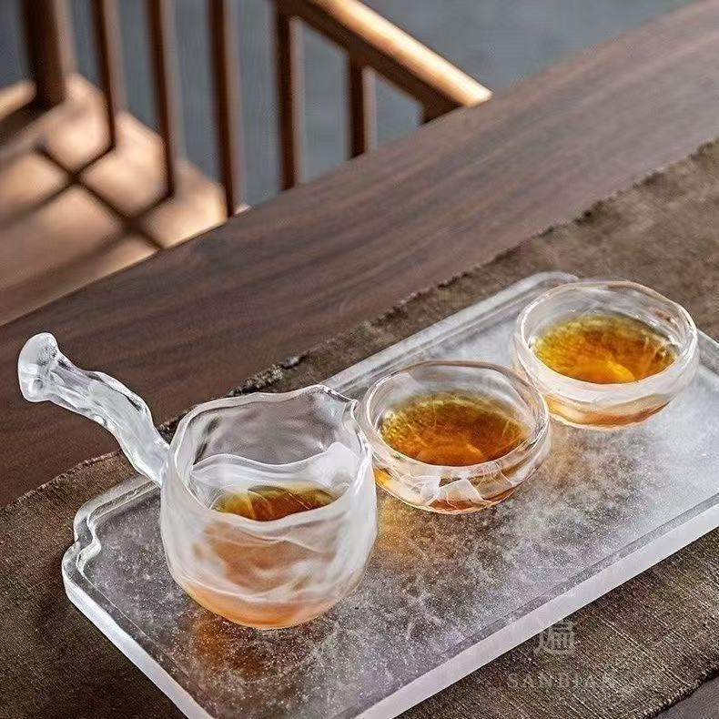 东海原石原矿天然水晶公道杯带把手公道杯防烫分茶杯分茶器150ml|undefined