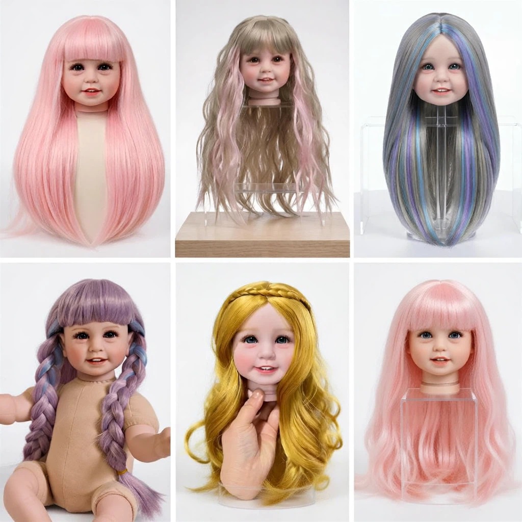 Cuatro dientes y seis dientes accesorios DIY muñeca peluca cubierta de seda de alta temperatura de color alrededor de 42 cm sólo venta cubierta de peluca