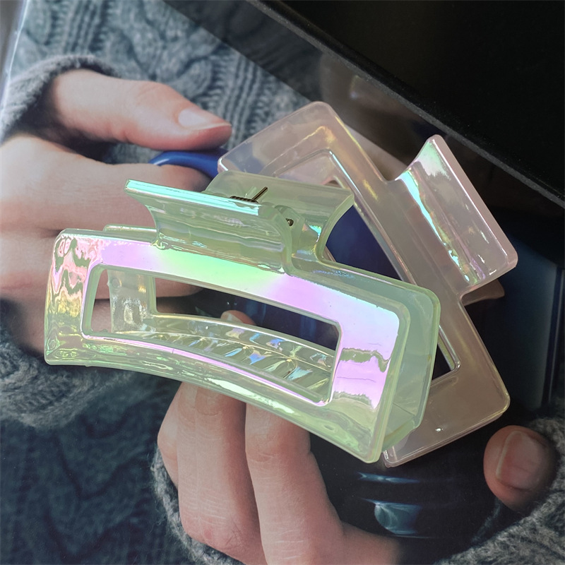 Galvanoplastia AB color jalea cuadrada gran horquilla baño updo pelo clip de moda espalda Cabeza superior Clip 2 yuanes tienda física