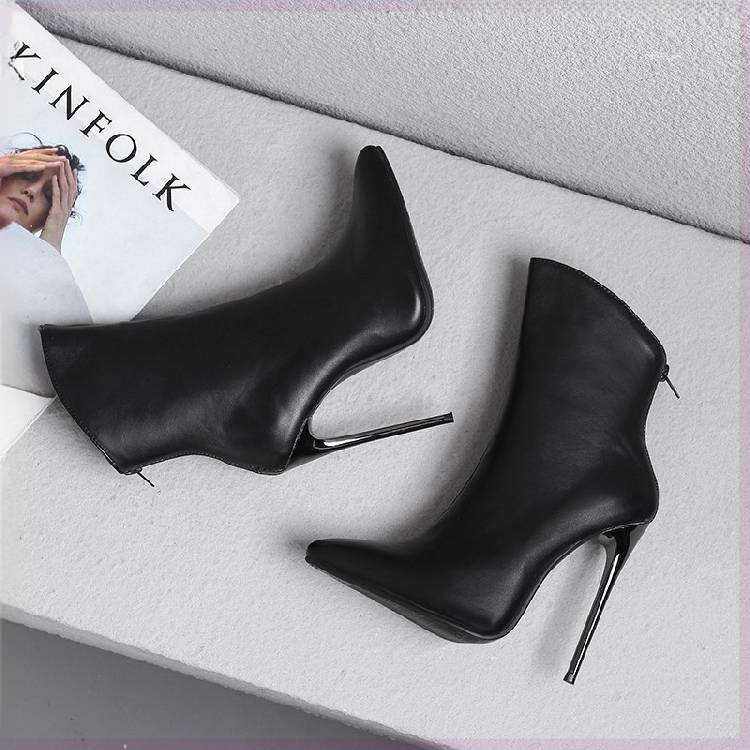 足路缘 Sexy stiletto heels, low boots, plus size, large size  (48)