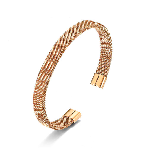  European and American fashion cross-border special niche wire mesh mesh C-shaped opening bracelet source manufacturers will give priority to large quantities