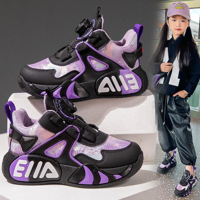 女童鞋子2025春秋新款儿童跑步篮球鞋中大童皮面防水运动鞋小女孩