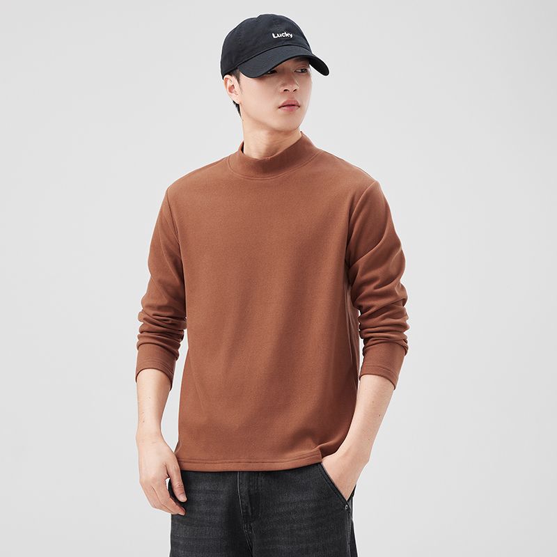 Men's autumn/winter German-style high-neck base layer sweater, versatile, stylish, warm, solid color, long-sleeved, inner layer sweater.