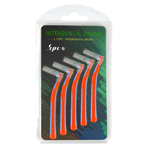 Jingkes interdental brush L-shaped interdental gap brush 7-character orthodontic braces cleaning 5-pack English foreign trade wholesale