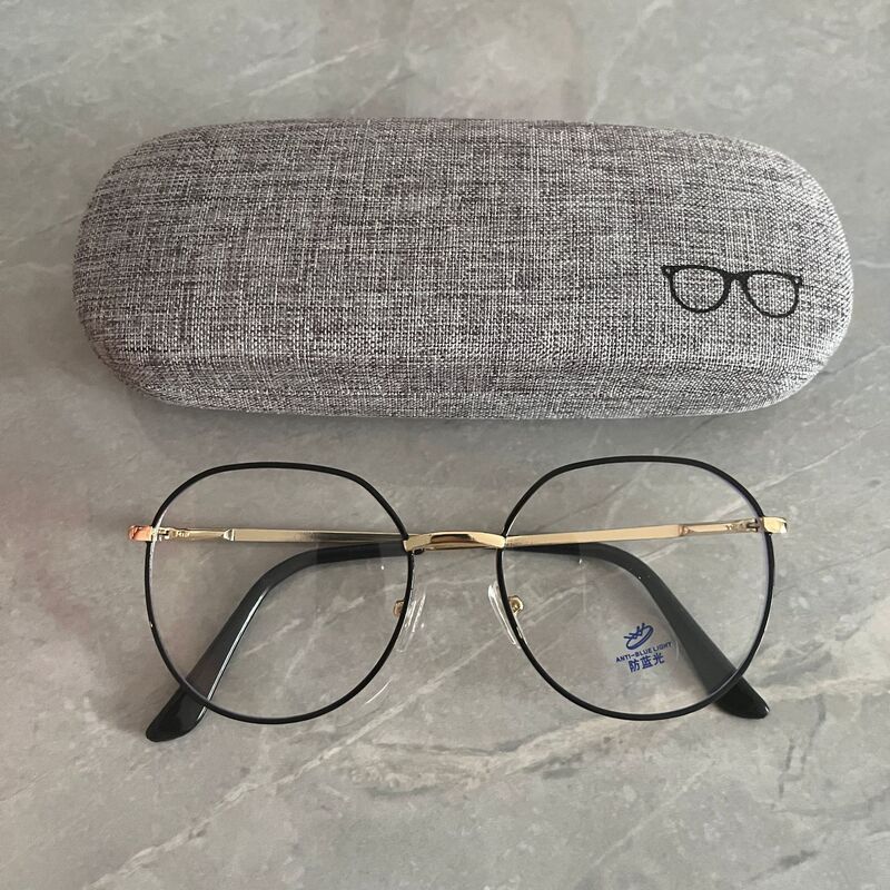 A99 Black Gold Frame Glasses Unisex Polygonal Eyeglass Frame Plain Eyeglass Frame for Women with Nearsightedness Jie Qiansheng Glasses