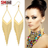 Fashionable ethnic silver earrings with tassels, accessories, European style, boho style, ethnic style, gold and silver