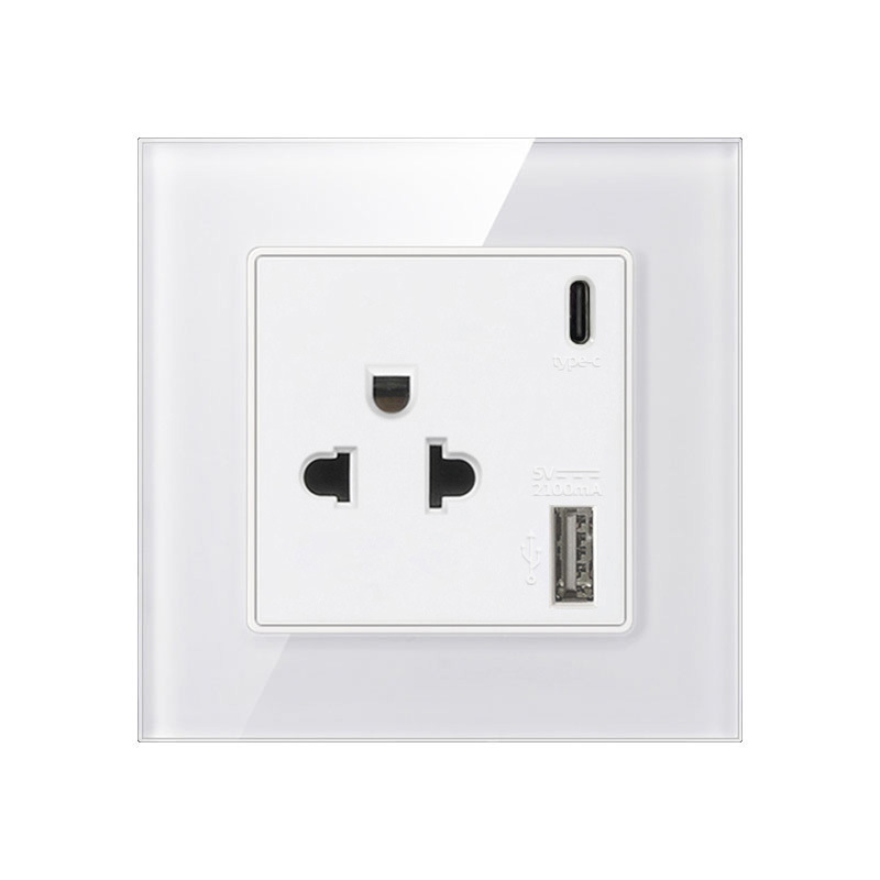 美标外贸86型玻璃面板双联美国日本泰国三孔USB马来西亚墙壁插座