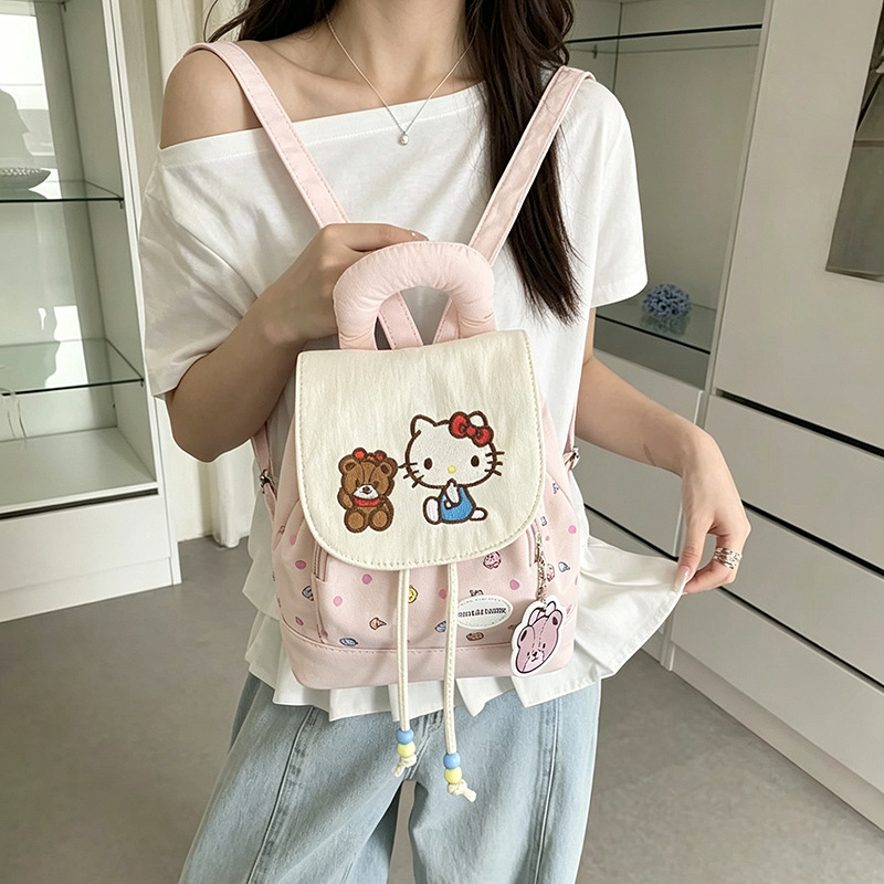 Korean-Style Kitty Cat Backpack for Women, Cute Girl School Bag, 2026 New Model, High-Value Travel Lightweight Backpack