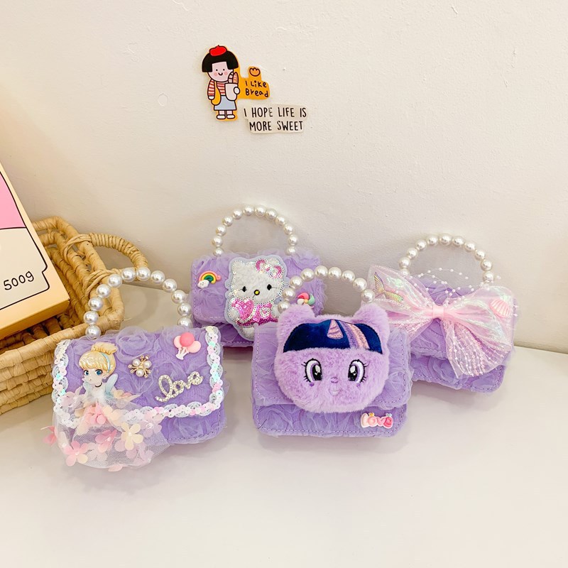 Nuevo bolso de chicas moda lindo caricatura peluche niños un hombro princesa mochila bolso en línea niña pequeña bolsa