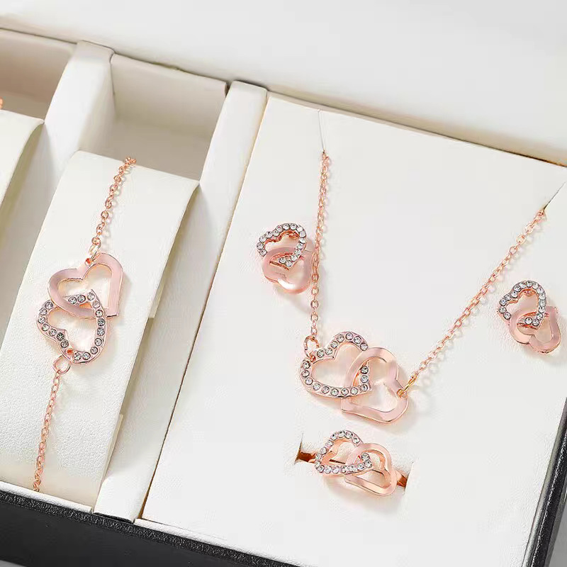 Pink jewelry four-piece set
