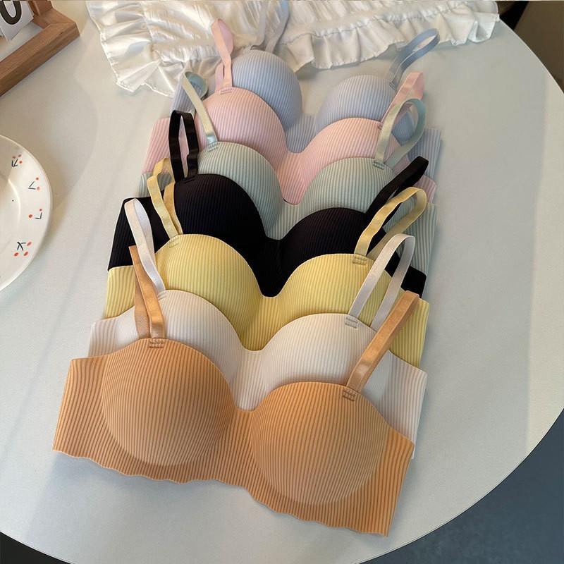 Traceless Underwear Women's Thin New Gloom Collocable Parammary Exam Full Cup Large Chest Small Rimless Bra Beautiful Back