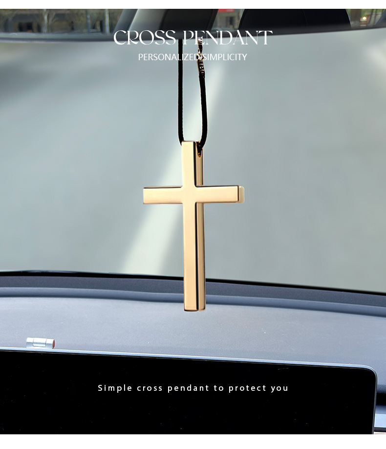 Alloy titanium steel car pendant personality car safety pendant rearview mirror pendant high-grade cross ornaments gifts