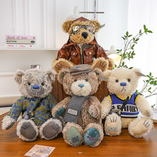 新款复古机车飞行员熊机车男孩玩具公仔泰迪熊玩偶创意节日礼物