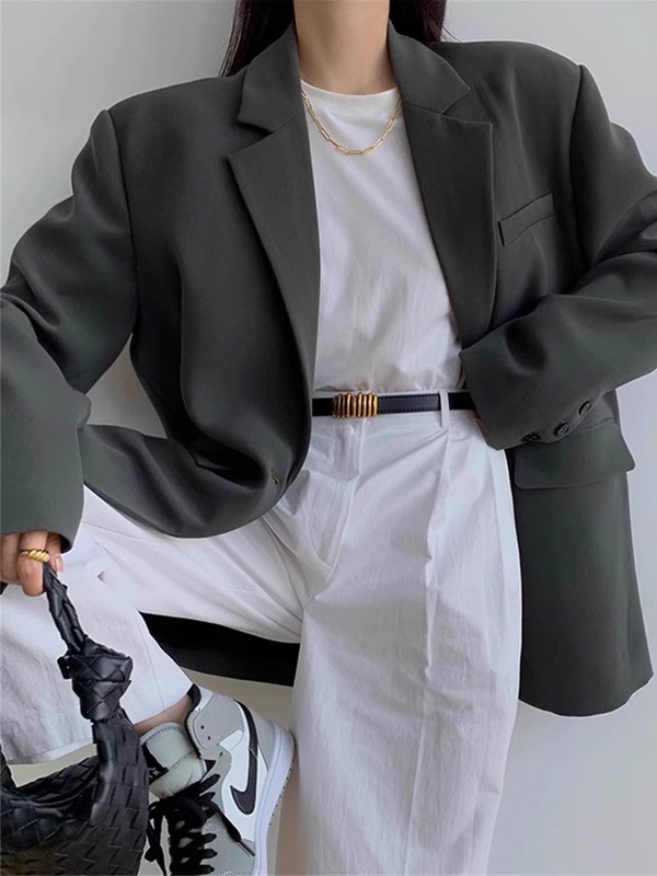 灰色西装外套女2025新款春休闲气质名媛高级感工作服职业早秋西服|undefined