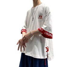 渐变色短袖t恤男潮流夏季半袖美式街头原宿风衣服ins港风宽松百搭