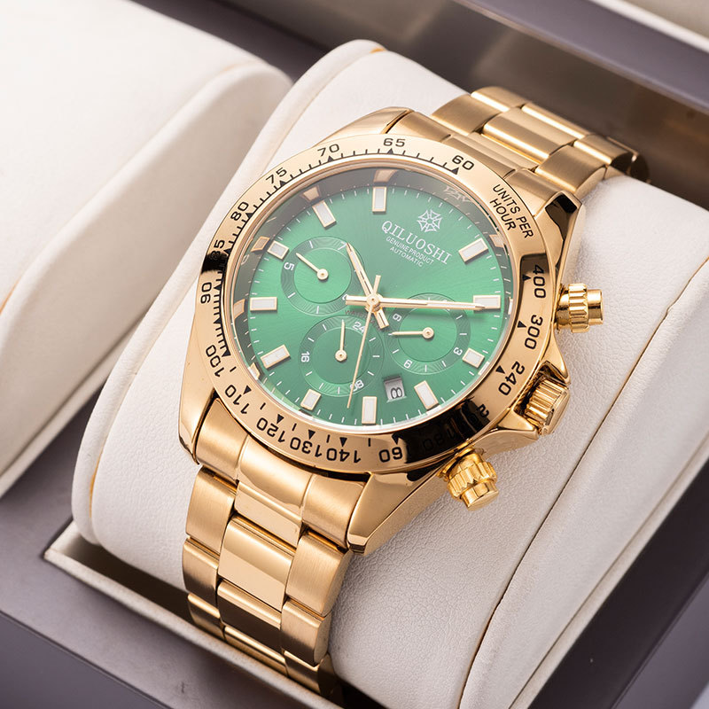 황금 강철 벨트 - 황금 원 녹색 표면