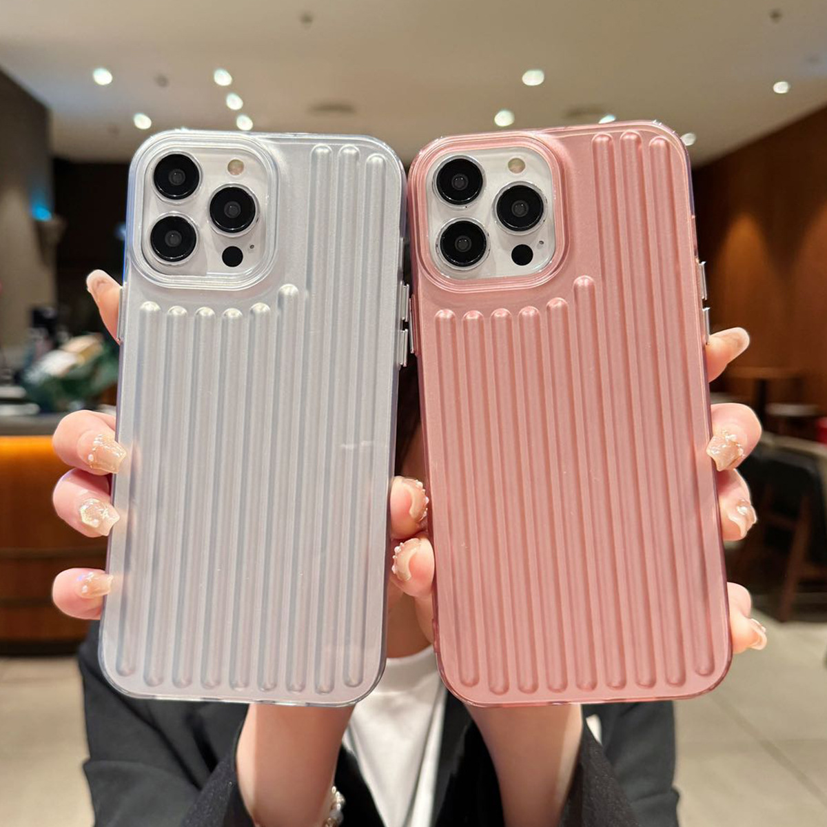 Creative Vertical Light Column Shell Anti-Fall Mobile Phone Case Four-Corner Airbag Quicksand Three-Dimensional Funny Striped Suitcase Mobile Phone Case