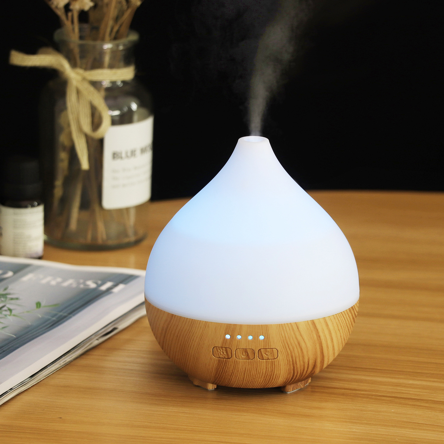 Water Drop Style Mini Home Aromatherapy Diffuser Essential Oil Diffuser Ultrasonic Atomizer Humidifier USB Color Light Desktop