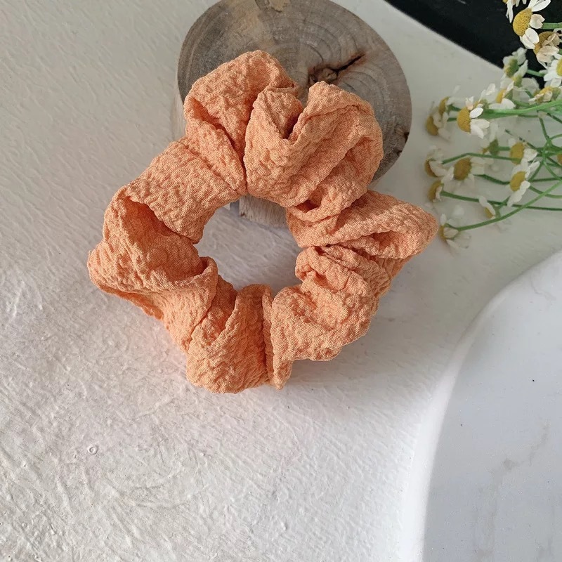韩系莫兰迪纯色布料ins发饰泡泡纱头绳皮筋发绳气质头花大肠发圈|undefined