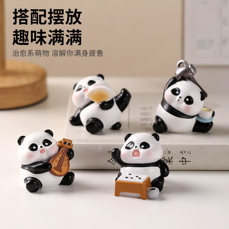 Oficina adorable panda decoración diaria caja ciega muñeca dibujos animados adornos de escritorio de resina artesanía regalos