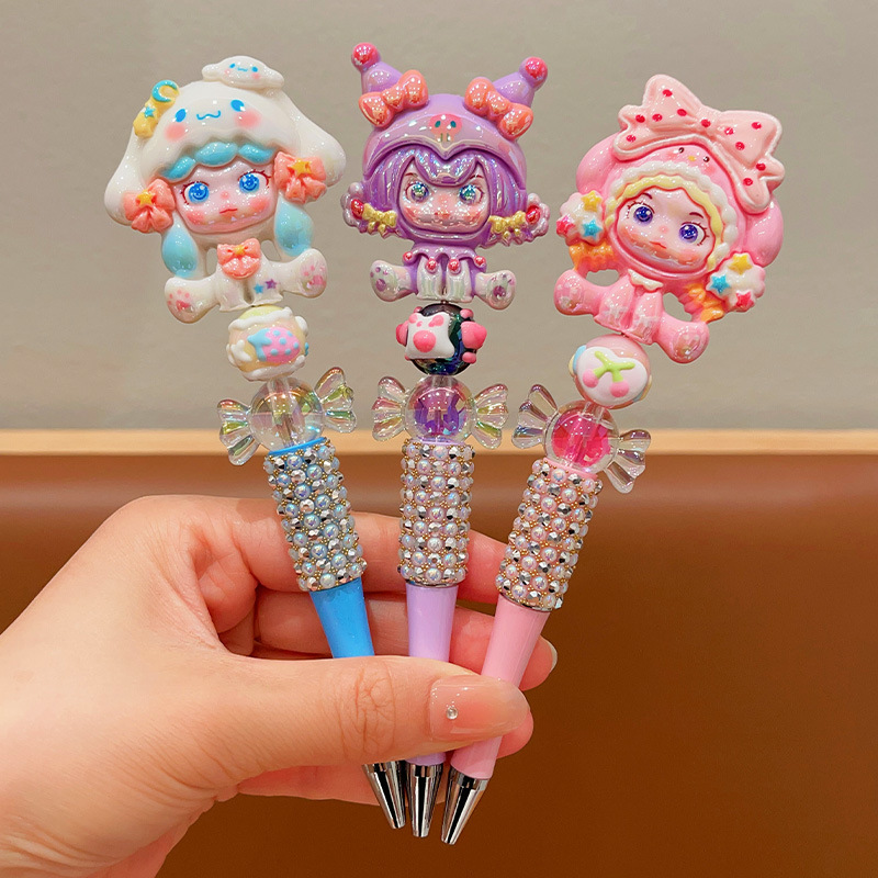 Sanliogou bolígrafo neutro para niños azul pulsable lindo bebé caricatura suave cuentas secas rápidas bolígrafo