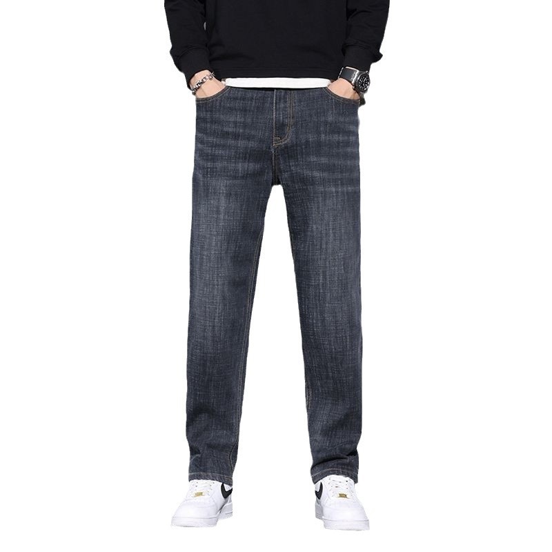 Spring and Summer High-end Retro Straight Men's Jeans Trendy Brand Stretch Loose Casual All-match Trousers Men's Cross-border