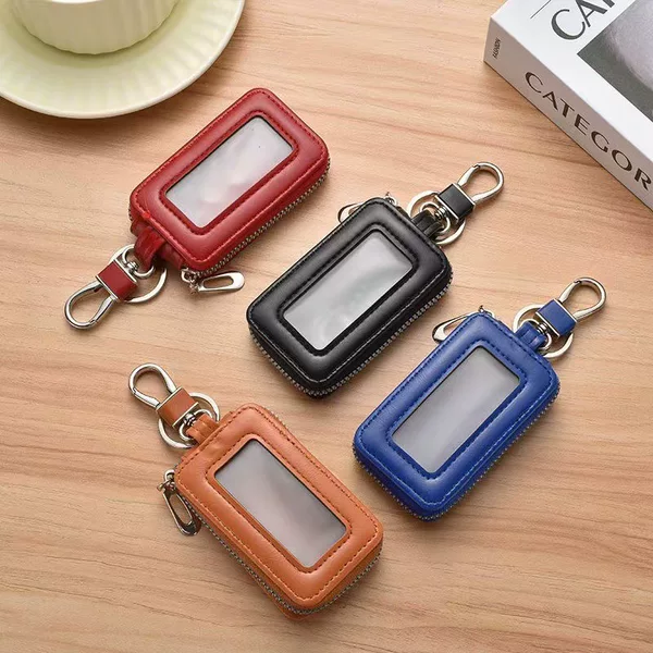 New High-End Mirror-Window Style Car Remote Control Zipper Key Bag for Men and Women, Exquisite Retro Universal Car Key Bag