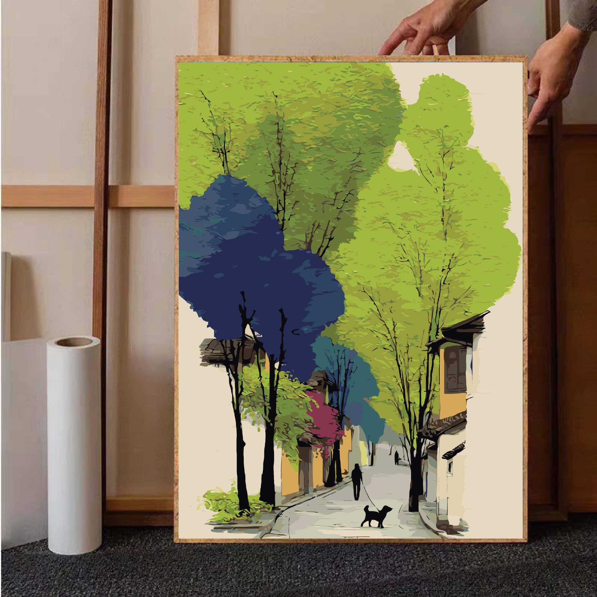 Pintura al óleo digital paisaje curado departamento de guofeng gu gu guojie pintura decorativa pintura a mano diy relleno pintura al óleo descompresión pintura a mano