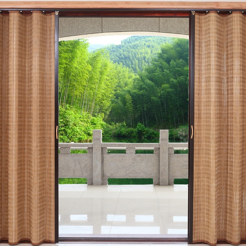 Cross-Border Bamboo Curtain Folding Sliding Door Bamboo Curtain Door Partition Household Simple Bamboo Door Curtain Living Room Sunshade Door Curtain Dropshipping