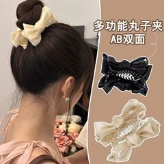 蝴蝶结丸子头抓夹秋冬气质头饰后脑勺盘发神器发卡高级感马尾发夹