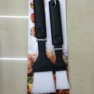 NX008 2pc Black Handle Brush Tie Card Barbecue Brush Food Grade Pig Brush Oil Brush Plastic Silicone Handle Brush