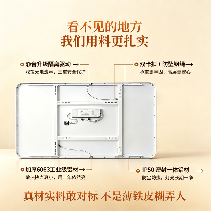 Aislamiento conducido sin costuras Puri full-spectrum protector de ojos lámpara de techo sala de estar lámpara principal estudio dormitorio inteligente lámpara Zhongshan