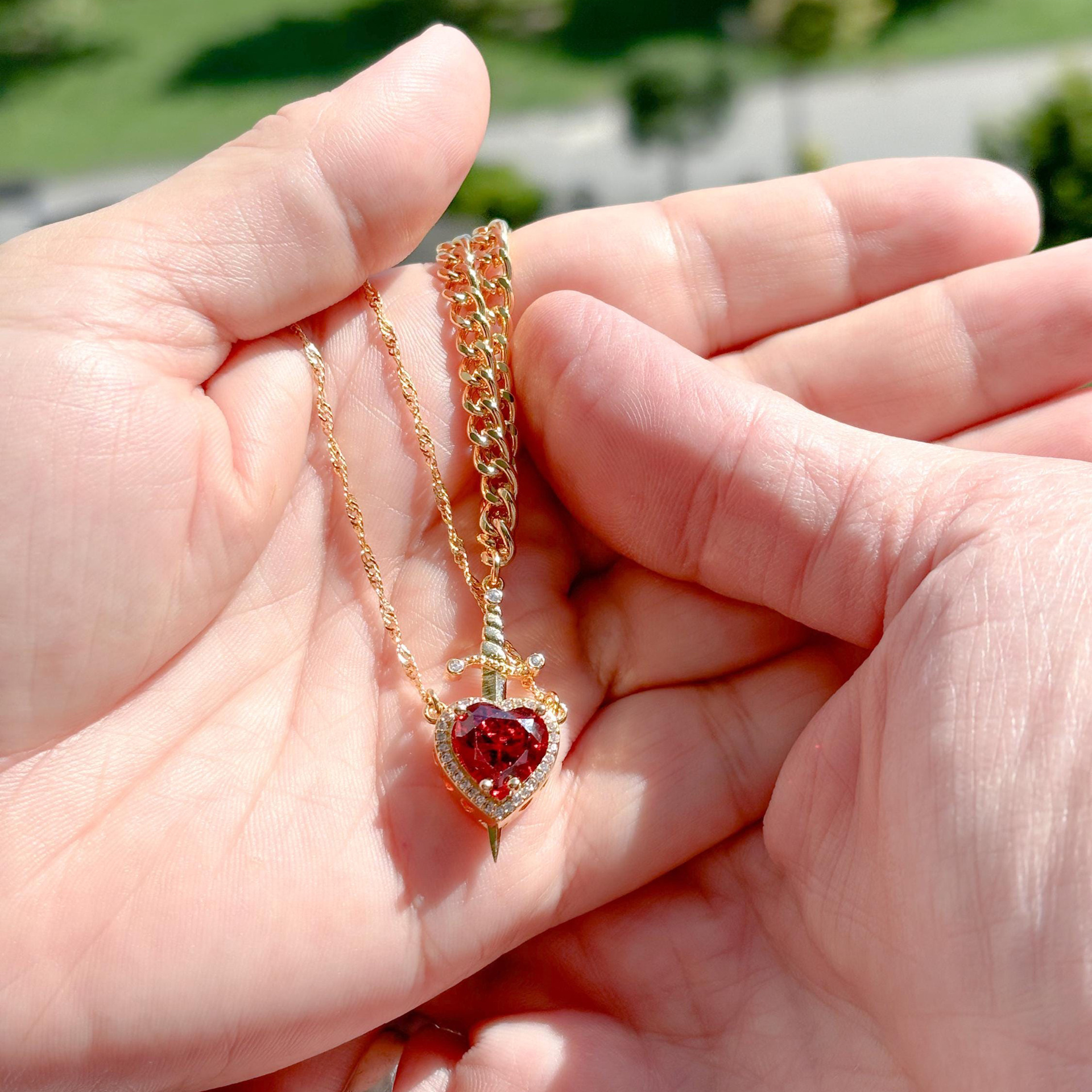 304 Stainless Steel Pendant Material Necklace Classification Wholesale Jewelry Casual Elegant Lady Geometric Heart Shape 304 Stainless Steel Copper Plating Necklace Cuban Link Chain Curb Chain Cable Chain