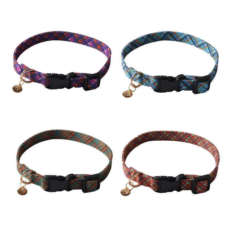 Aminger Новый ошейник для домашних животных Британский клетчатый ошейник для собак с металлическим кулоном Пластиковая Пряжка для собак Item