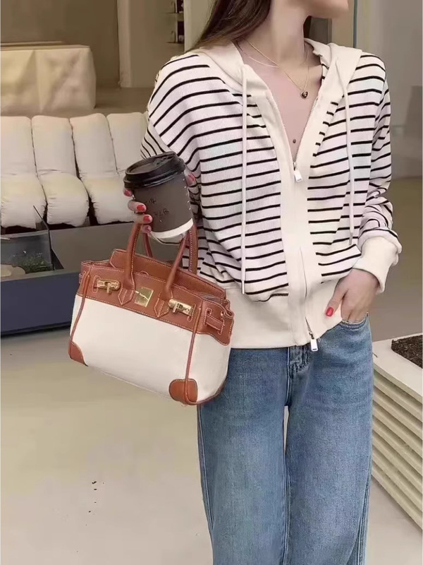 爆款连帽针织开衫女年秋季条纹短款黑白撞色卫衣内搭上衣外套|undefined